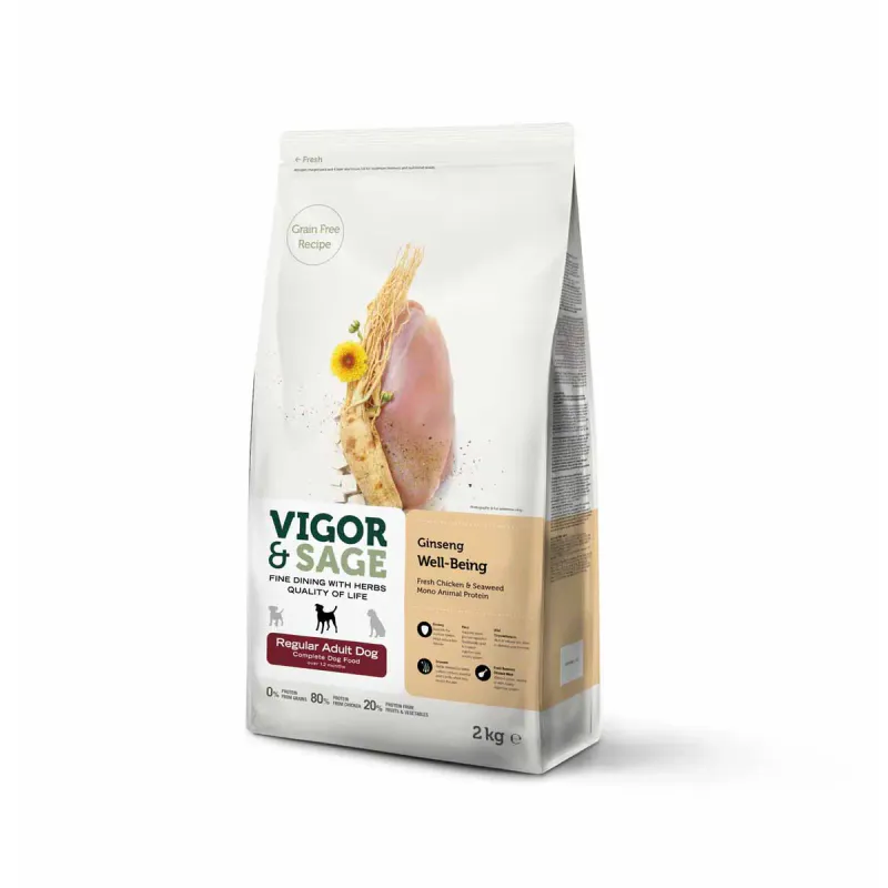 Vigor & Sage WELL-BEING GINSENG REGULAR ADULT DOG 12kg 