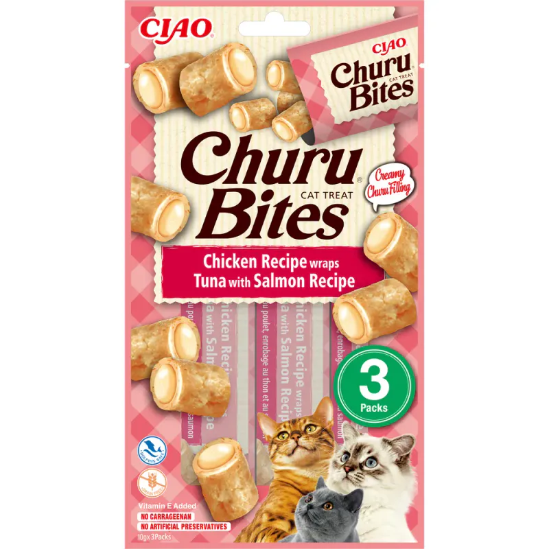 Churu Cat Bites Chicken/tuna Wrap With Salomon 3stk